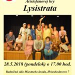 Divadelný súbor Milénium pozýva na derniéru hry LYSISTRATA dňa 28.5.2018 o 17.00 hod.  Vstup: Voľný! Ste srdečne vítaní 🙂  