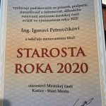 RADA SENIOROV OCENILA STAROSTU MČ STARÉ MESTO IGORA PETROVČIKA TITULOM STAROSTA ROKA 2020. “ Seniori nám nie sú ľahostajní, sme radi, že to vedia, že ich to teší, že môžeme pomáhať a ďakujem za ocenenie. Motivuje nás s celým kolektívom k ďalším formám pomoci a hoci je tento rok – 2021 len na začiatku, už […]