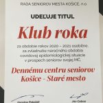 Titulom Klub roka sa môže popýšiť aj Denné centrum seniorov Košice – Staré Mesto, ktorý mu udelila Rada seniorov mesta Košice. „Blahoželám vám k tomu oceneniu a som hrdý, že v najkrajšej mestskej časti máme takých aktívnych a všestranných seniorov,“ zablahoželal staromestským seniorom starosta Igor Petrovčik na stretnutí s členmi samosprávy DCS. Rada seniorov mesta Košice udelila titul Klub roka […]