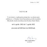 MESTSKÉ ČASTI BUDÚ PREPLÁCAŤ PRÍSPEVKY – ROZHODLO DNES MESTSKÉ ZASTUPITEĽSTVO STAROSTA IM VYCHÁDZA V ÚSTRETY – STAROMESTSKÁ RADNICA BUDE OTVORENÁ DO 7. APRÍLA 2022 KAŽDÝ DEŇ OD 8. DO 20. HOD Povinnosti oprávnenej osoby, vzory všetkých potrebných dokladov a zmluvy o poskytnutí ubytovania nájdete na: https://archiv.kosice-city.sk/sos-ukrajina/ V termíne do 7. apríla 2022 doručiť na príslušnú […]