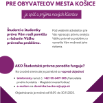 Pod vedením advokátov vám bezplatne vypracujú právnu analýzu vášho problému a poradia vám možnosti riešenia. Na stretnutie je nutné sa objednať a to na telefonickom čísle +421 55 6419 385 alebo na emaile dominika.beckova@upjs.sk. Objednávať sa môžete do 30. novembra 2023.